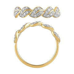SPECIAL!.25ct G SI 14K Yellow Gold Round Diamond Leaf Style Ring Band Size 6.5