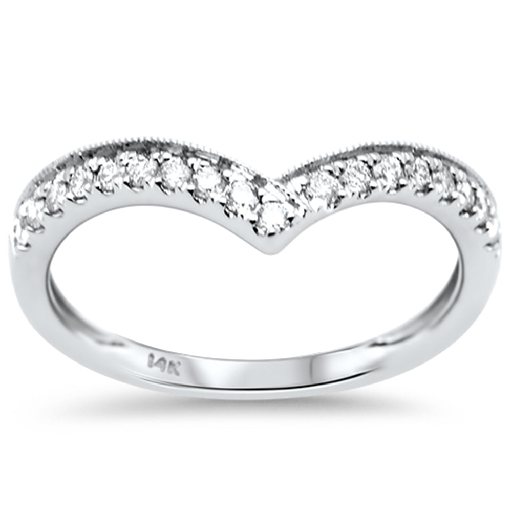 SPECIAL! .20ct G SI 14K White Gold Round Diamond Chevron Trendy Ring Size 6.5