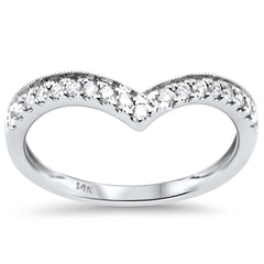 SPECIAL! .20ct G SI 14K White Gold Round Diamond Chevron Trendy Ring Size 6.5