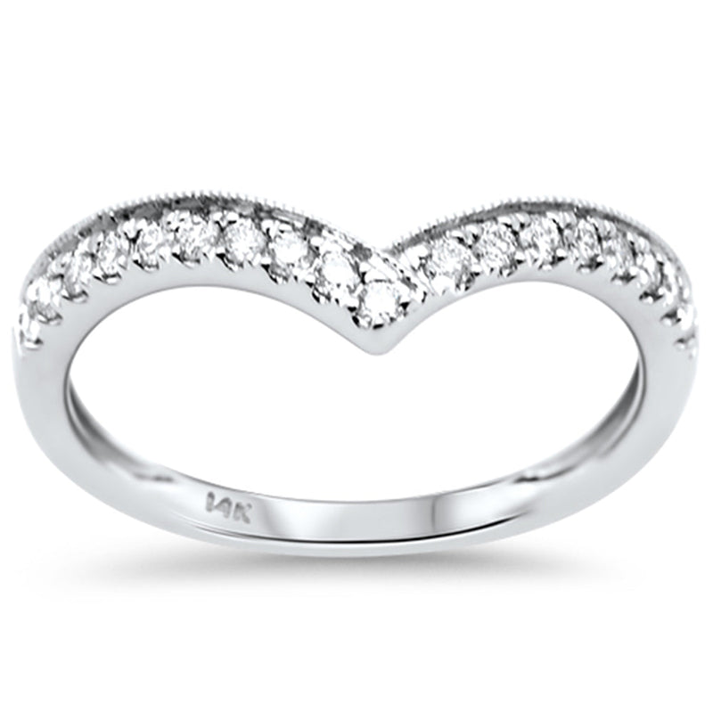 SPECIAL! .20ct G SI 14K White Gold Round Diamond Chevron Trendy Ring Size 6.5