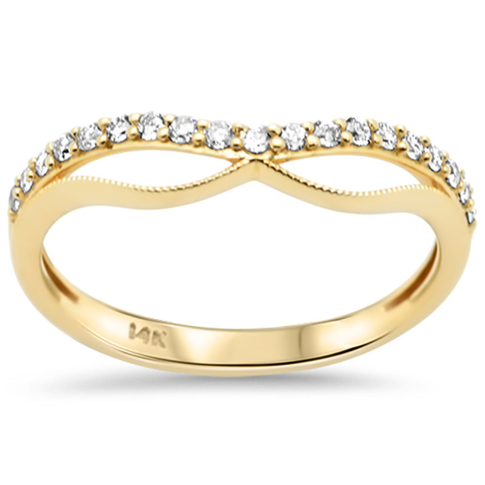 SPECIAL! .19ct G SI 14K Yellow Gold Round Diamond Chevron Trendy Ring Size 6.5