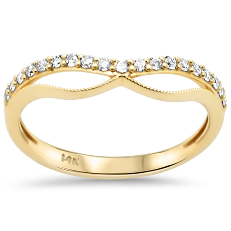 SPECIAL! .19ct G SI 14K Yellow Gold Round Diamond Chevron Trendy Ring Size 6.5