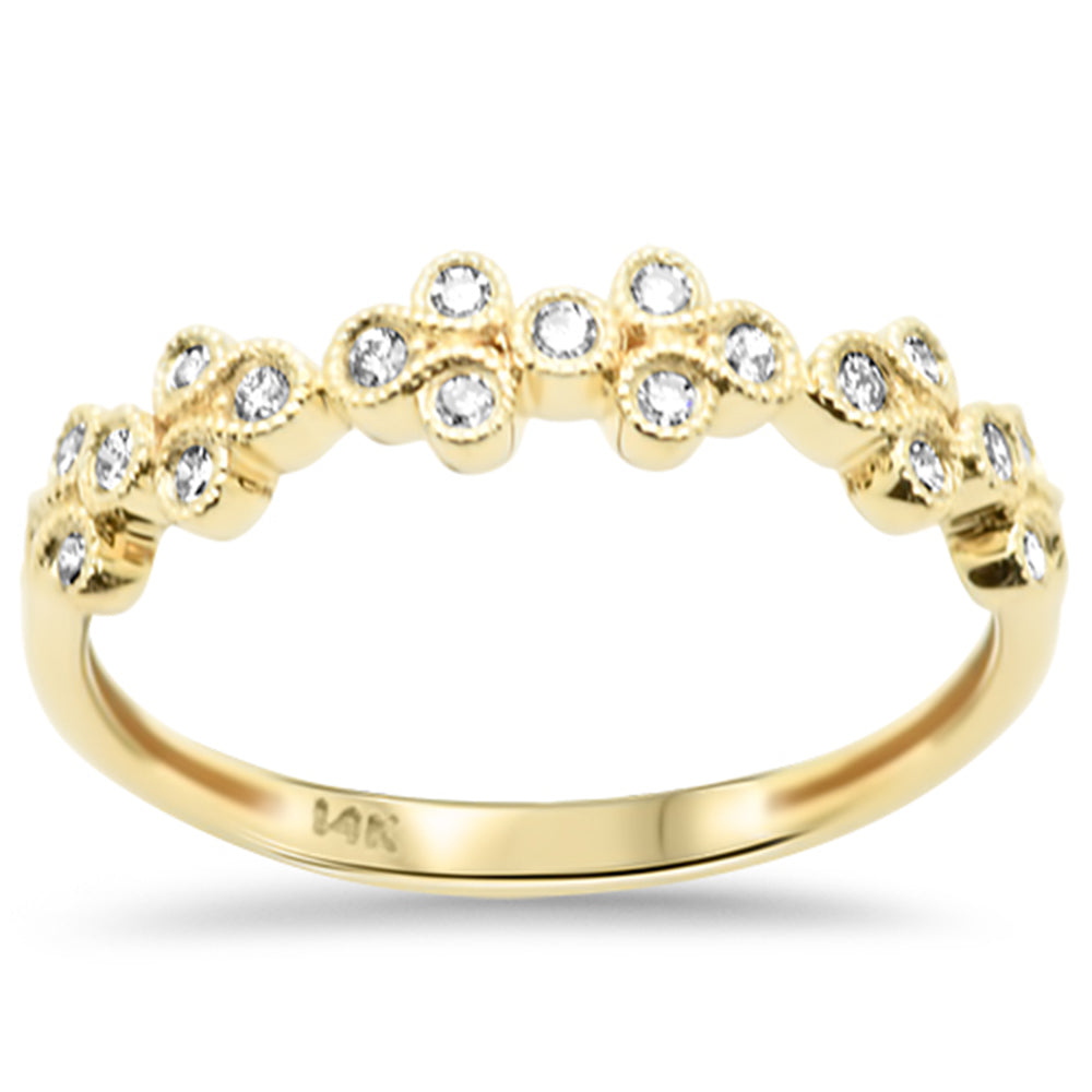 .20ct G SI 14K Yellow Gold Round Diamond Millgrain Ring Band Size 6.5