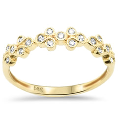 .20ct G SI 14K Yellow Gold Round Diamond Millgrain Ring Band Size 6.5