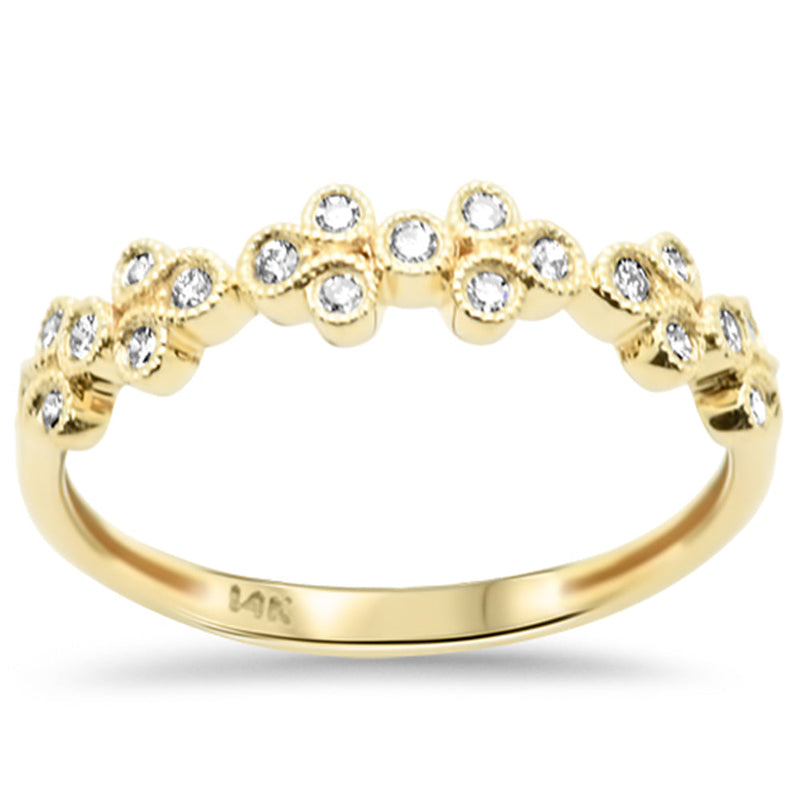 .20ct G SI 14K Yellow Gold Round Diamond Millgrain Ring Band Size 6.5