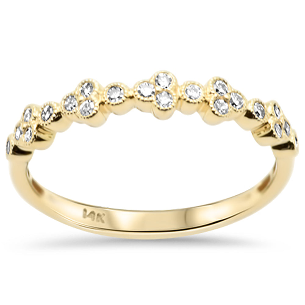 .16ct G SI 14K Yellow Gold Round Diamond Millgrain Ring Band Size 6.5