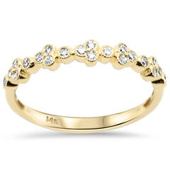 .16ct G SI 14K Yellow Gold Round Diamond Millgrain Ring Band Size 6.5