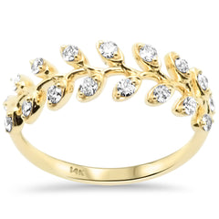 SPECIAL!.32ct G SI 14K Yellow Gold Round Diamond Leaf Style Ring Band Size 6.5