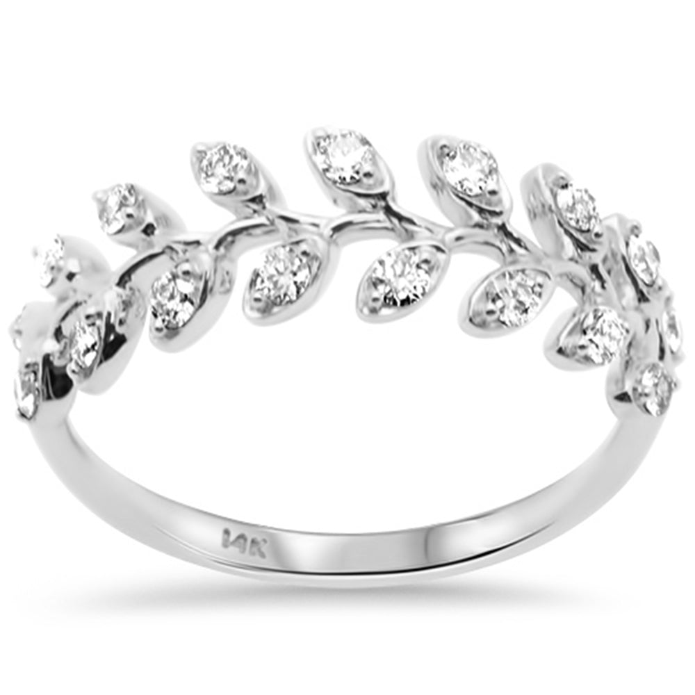 SPECIAL!.32ct G SI 14K White Gold Round Diamond Leaf Style Ring Band Size 6.5