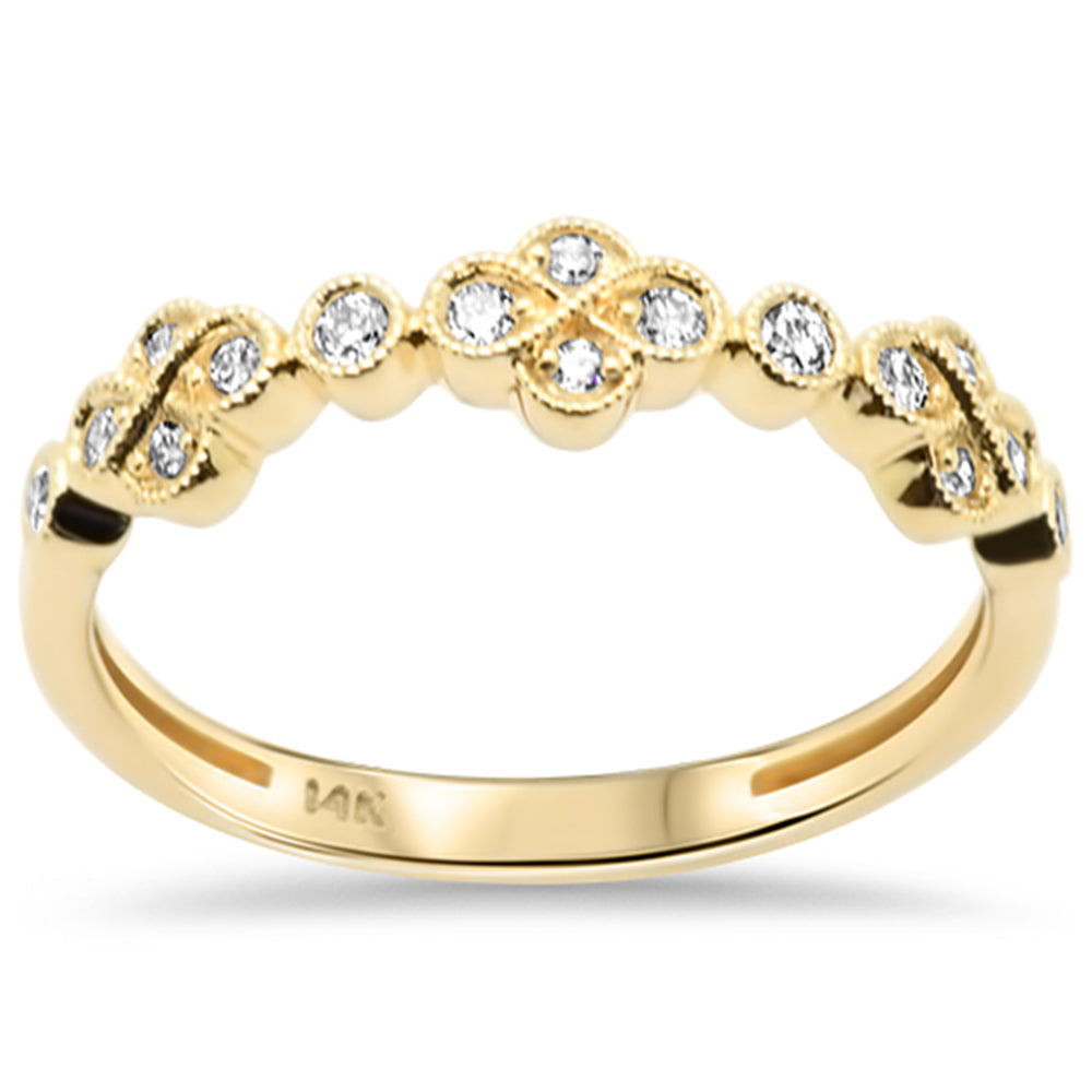 .16ct G SI 14K Yellow Gold Round Diamond Millgrain Ring Band Size 6.5