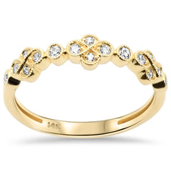 .16ct G SI 14K Yellow Gold Round Diamond Millgrain Ring Band Size 6.5