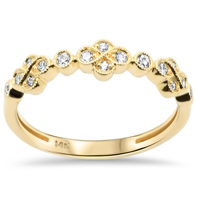 .16ct G SI 14K Yellow Gold Round Diamond Millgrain Ring Band Size 6.5