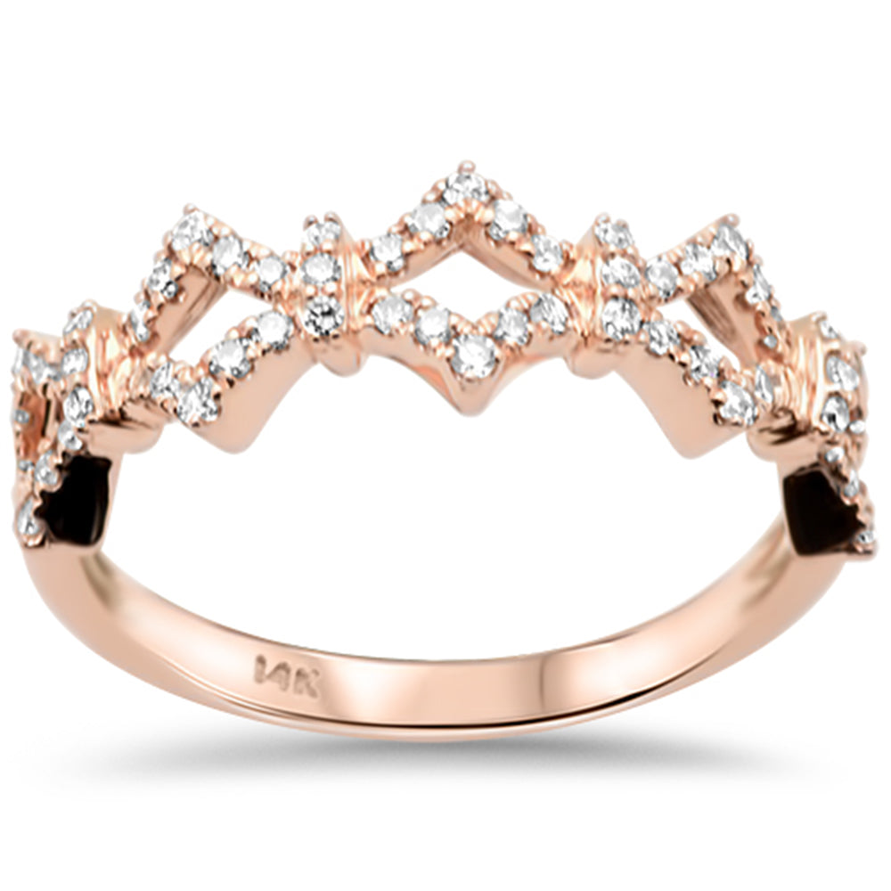 SPECIAL!.33ct G SI 14K Rose Gold Round Diamond Trendy Style Ring Band Size 6.5
