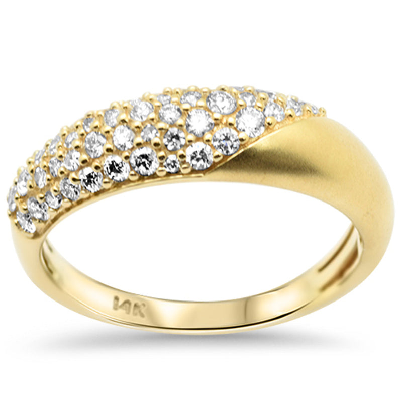 SPECIAL!.49ct G SI 14K Yellow Gold Round Diamond Brushed Finish Dome Band Ring Size 6.5