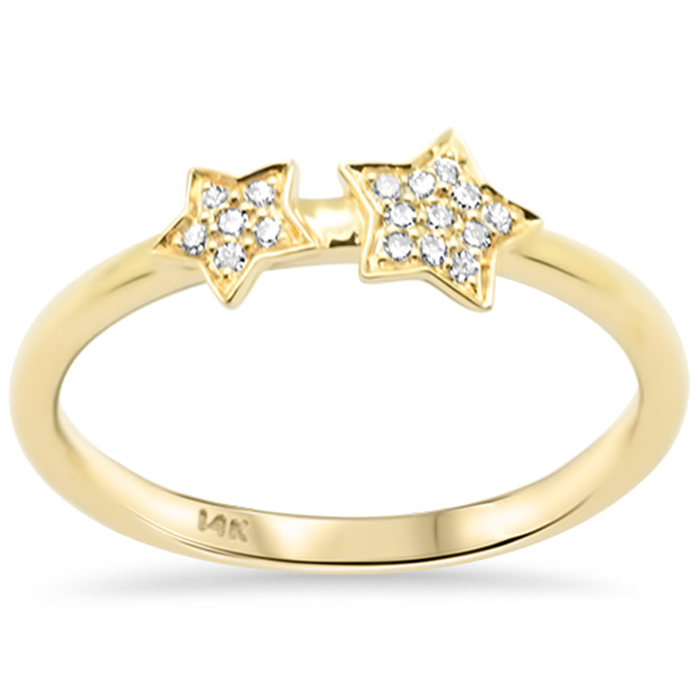 SPECIAL! .07ct G SI 14K Yellow Gold Round Diamond 2-Star Ring Size 6.5
