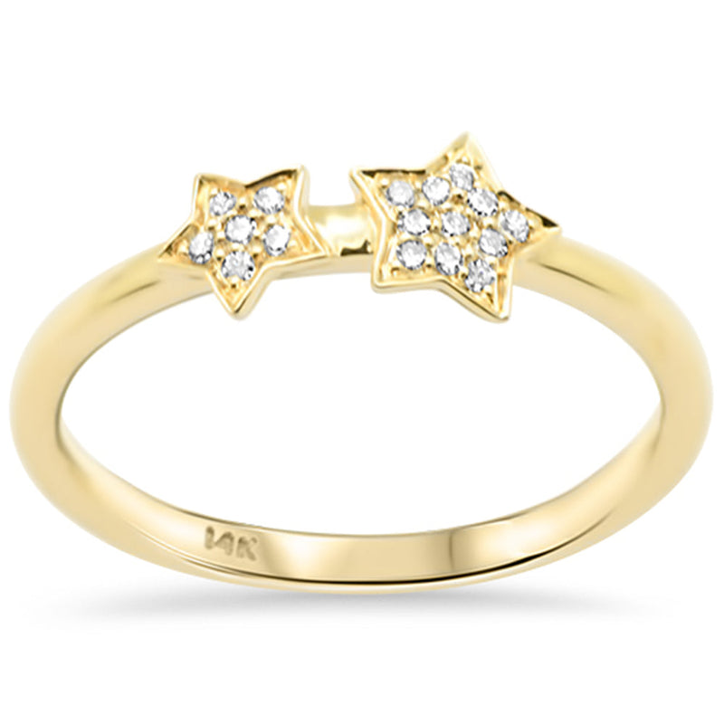 SPECIAL! .07ct G SI 14K Yellow Gold Round Diamond 2-Star Ring Size 6.5
