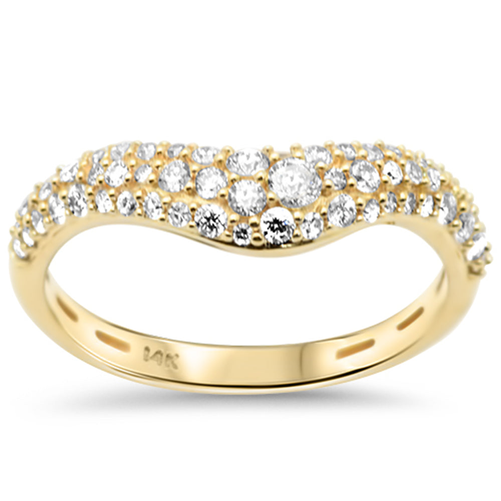 SPECIAL! .48ct G SI 14K Yellow Gold Round Diamond Chevron Trendy Ring Size 6.5