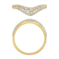 SPECIAL! .48ct G SI 14K Yellow Gold Round Diamond Chevron Trendy Ring Size 6.5