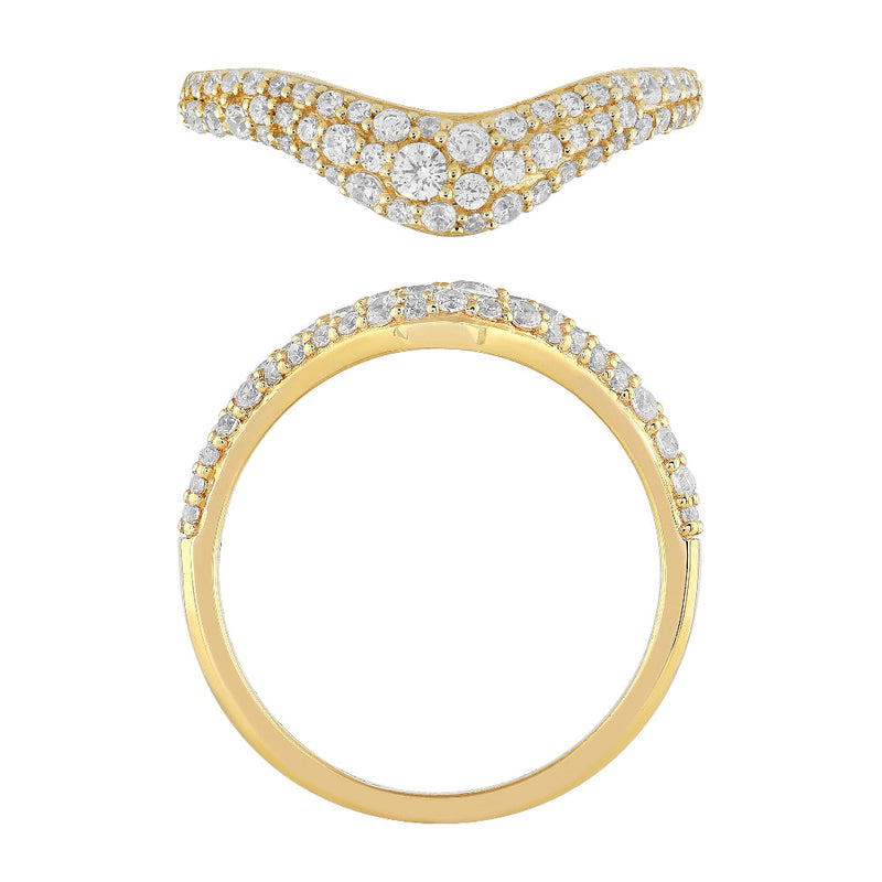 SPECIAL! .48ct G SI 14K Yellow Gold Round Diamond Chevron Trendy Ring Size 6.5