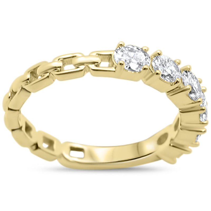 SPECIAL!.92ct G SI 14KT Yellow Gold Reversible Oval Diamond Band Ring Size 6.5