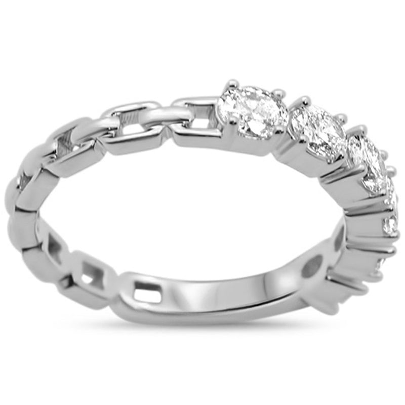 SPECIAL!.92ct G SI 14KT White Gold Oval Diamond Reversible Band Ring Size 6.5