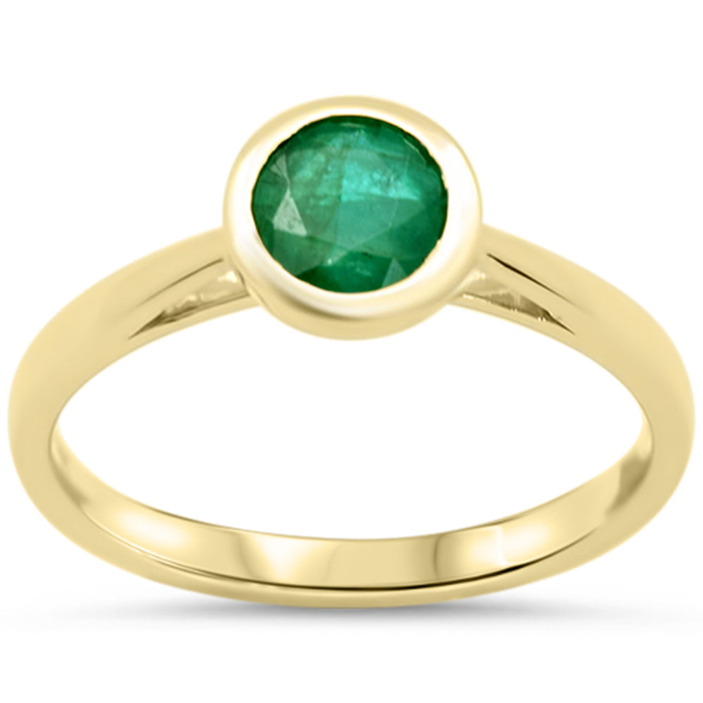 SPECIAL!.74ct G SI 14KT Yellow Gold Round Shape Emerald Gemstone Solitaire Ring Size 6.5