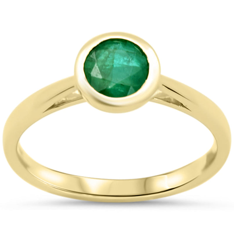SPECIAL!.74ct G SI 14KT Yellow Gold Round Shape Emerald Gemstone Solitaire Ring Size 6.5