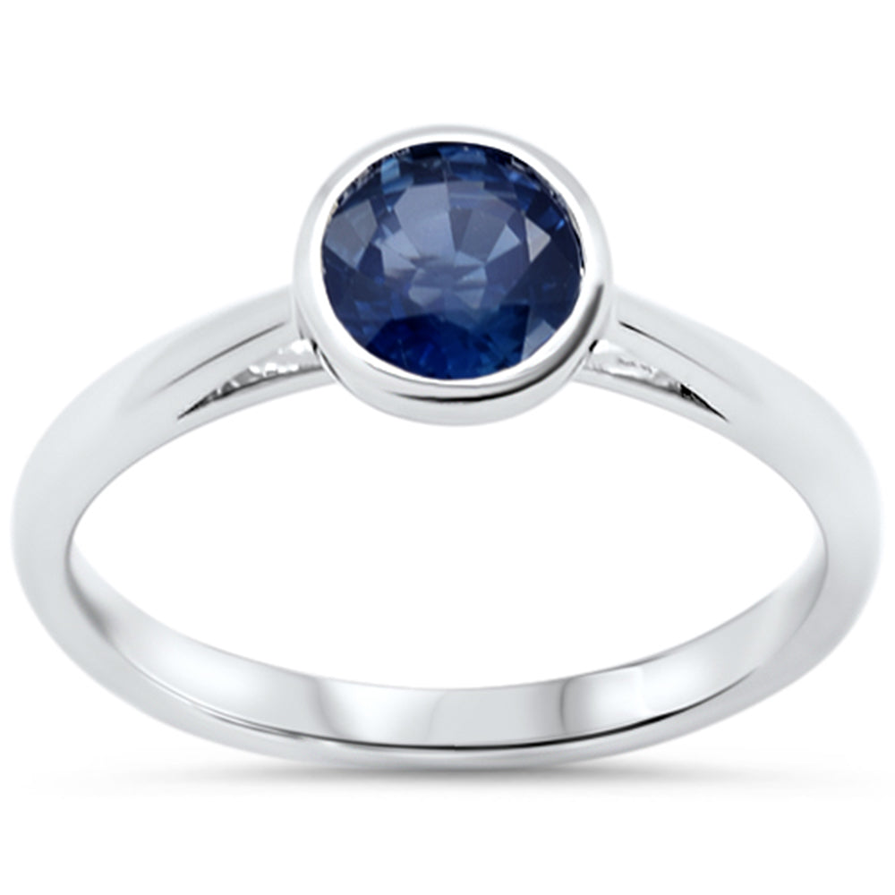 SPECIAL!1.08ct G SI 14KT White Gold Round Shape Blue Sapphire Gemstone Solitaire Ring Size 6.5