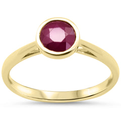 SPECIAL!1.22ct G SI 14KT Yellow Gold Round Shape Ruby Gemstone Solitaire Ring Size 6.5