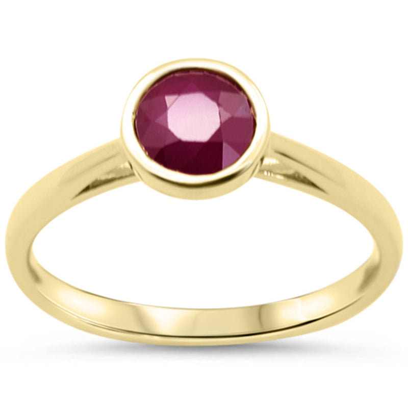 SPECIAL!1.22ct G SI 14KT Yellow Gold Round Shape Ruby Gemstone Solitaire Ring Size 6.5