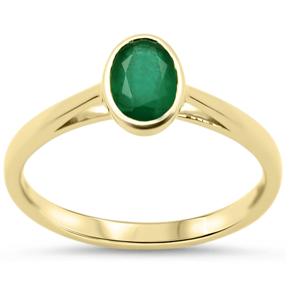 SPECIAL!.72ct G SI 14KT Yellow Gold Oval Shape Emerald Gemstone Solitaire Ring Size 6.5