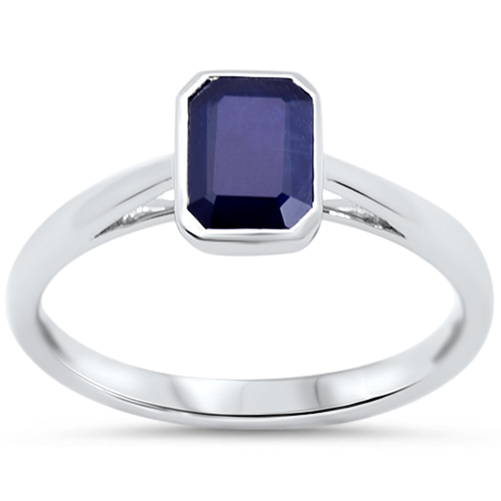 SPECIAL!1.18ct G SI 14KT White Gold Emerald Cut Blue Sapphire Gemstone Solitaire Ring Size 6.5