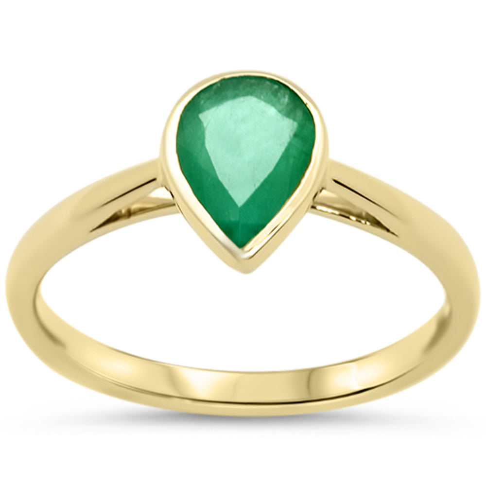 SPECIAL!1.00ct G SI 14KT Yellow Gold Pear Shape Emerald Gemstone Solitaire Ring Size 6.5