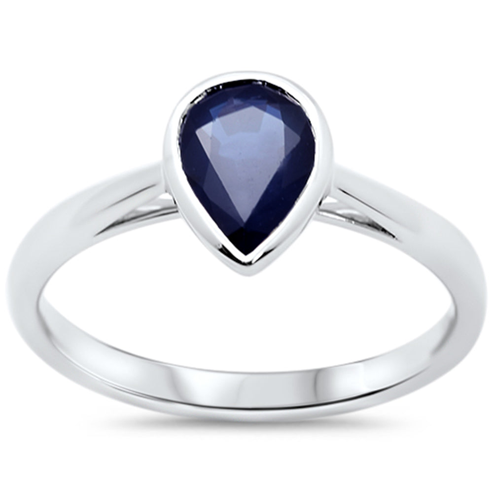 SPECIAL!1.25ct G SI 14KT White Gold Pear Shape Blue Sapphire Gemstone Solitaire Ring Size 6.5