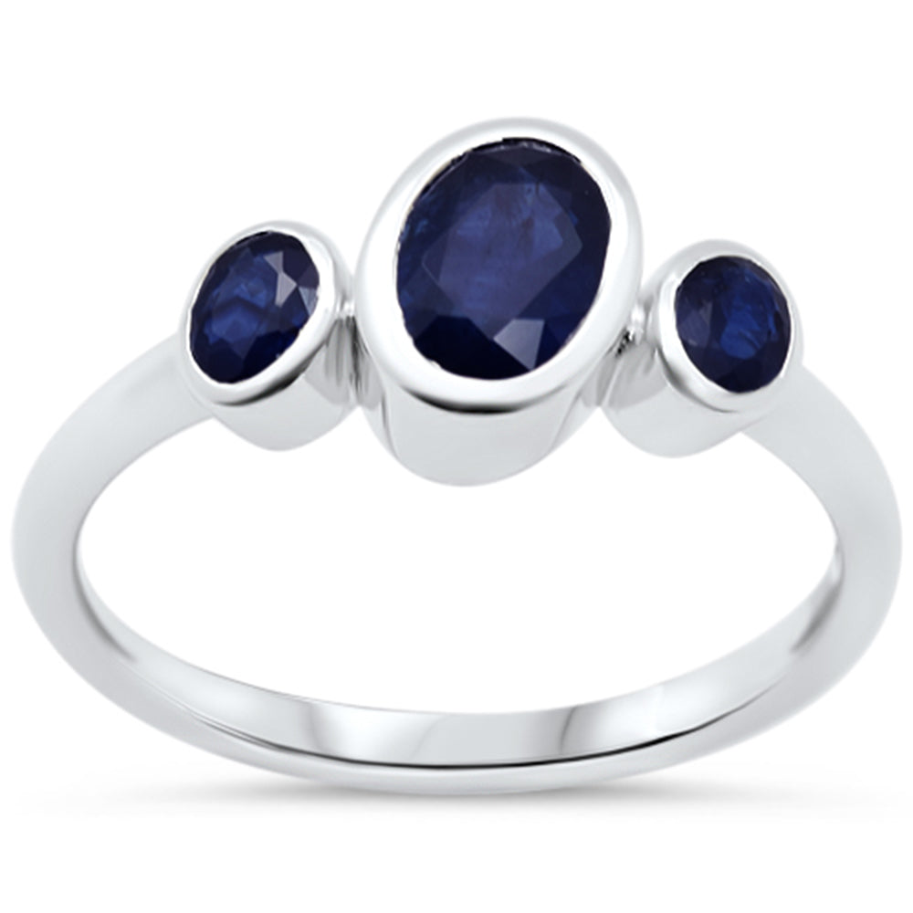 SPECIAL!1.56ct G SI 14KT White Gold Oval Shape Blue Sapphire Gemstone Ring Size 6.5