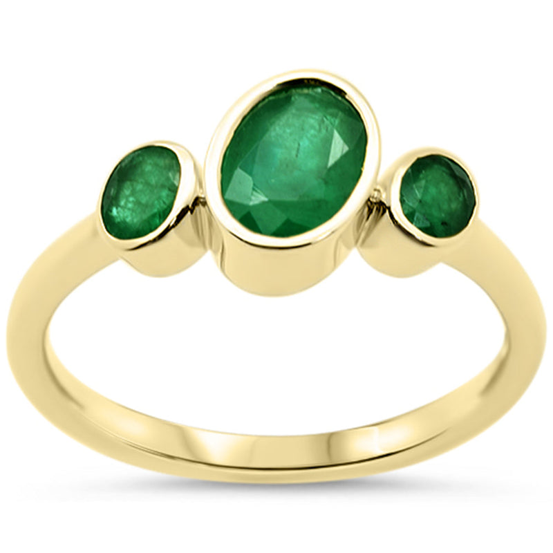 SPECIAL!1.18ct G SI 14KT Yellow Gold Oval Shape Emerald Gemstone Ring Size 6.5