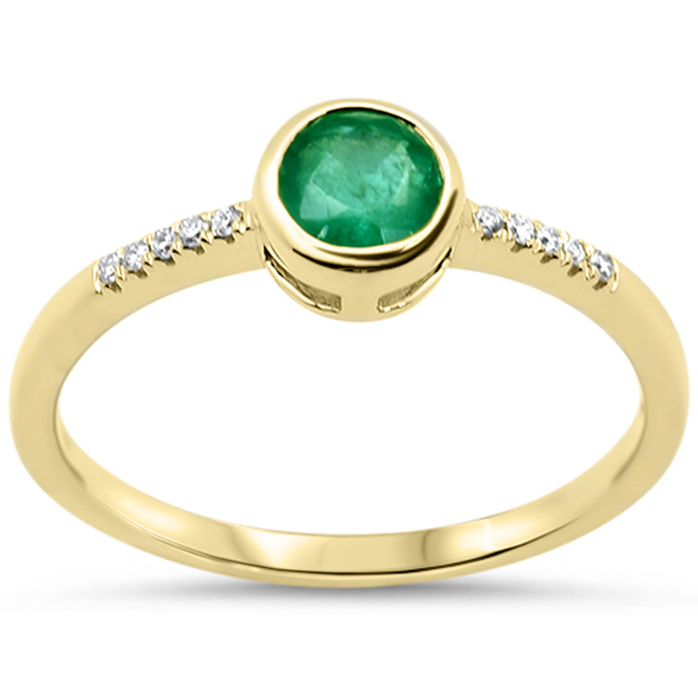 SPECIAL!.51ct G SI 14KT Yellow Gold Diamond & Round Shape Emerald Gemstone Ring Size 6.5