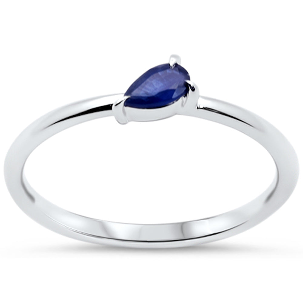 .22ct G SI 14KT White Gold Pear Shape Blue Sapphire Gemstone Solitaire Ring Size 6.5
