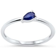 .22ct G SI 14KT White Gold Pear Shape Blue Sapphire Gemstone Solitaire Ring Size 6.5