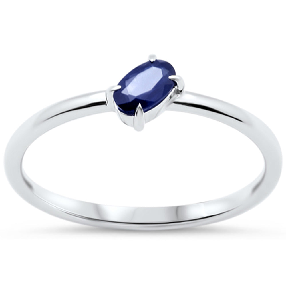 SPECIAL!.33ct G SI 14KT White Gold Blue Sapphire Gemstone Solitaire Ring Size 6.5