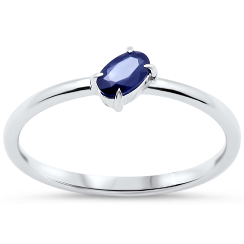 SPECIAL!.33ct G SI 14KT White Gold Blue Sapphire Gemstone Solitaire Ring Size 6.5
