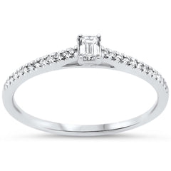 SPECIAL!.20ct G SI 14KT White Gold Emerald Cut Diamond Engagement Ring Size 7