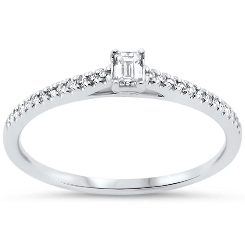 SPECIAL!.20ct G SI 14KT White Gold Emerald Cut Diamond Engagement Ring Size 7