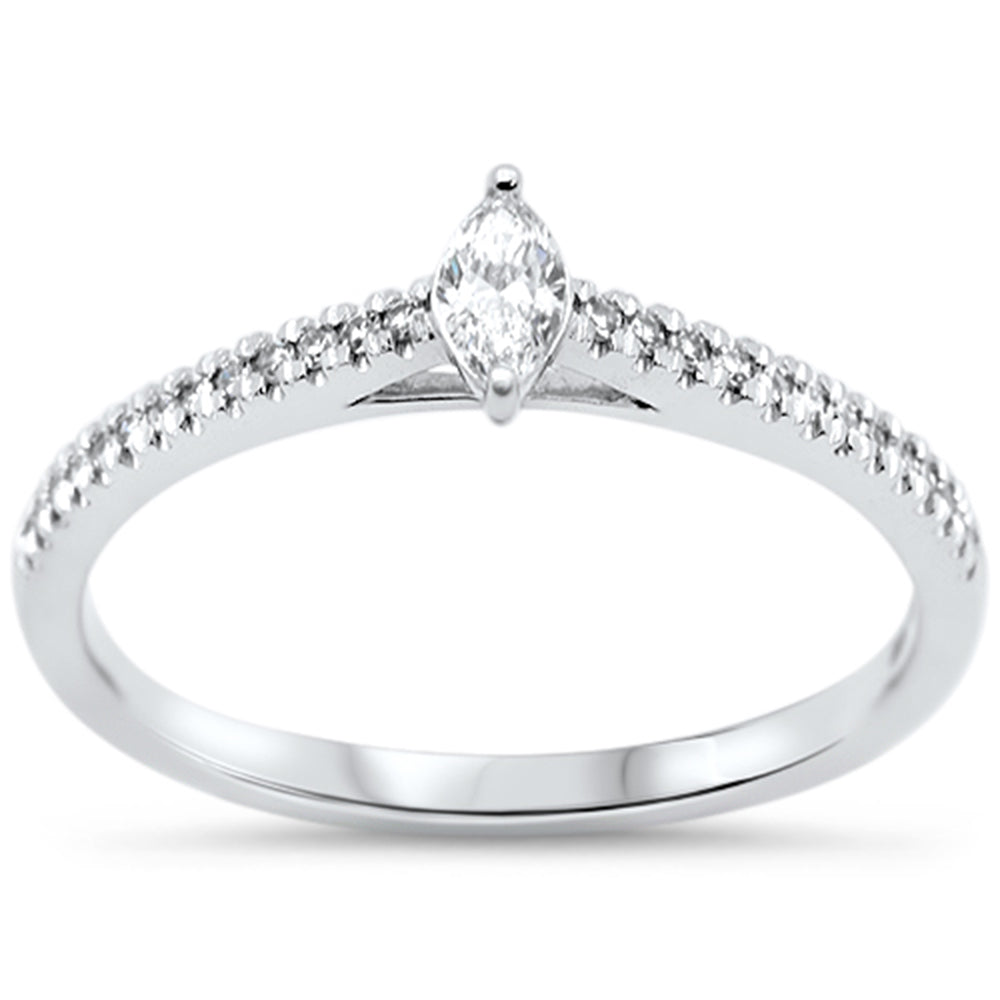 SPECIAL!.20ct G SI 14KT White Gold Petite Marquise Cut Diamond Promise Ring Size 7