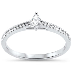SPECIAL!.20ct G SI 14KT White Gold Petite Marquise Cut Diamond Promise Ring Size 7