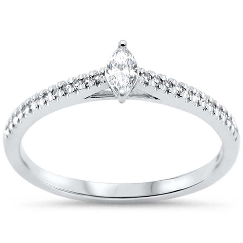 SPECIAL!.20ct G SI 14KT White Gold Petite Marquise Cut Diamond Promise Ring Size 7