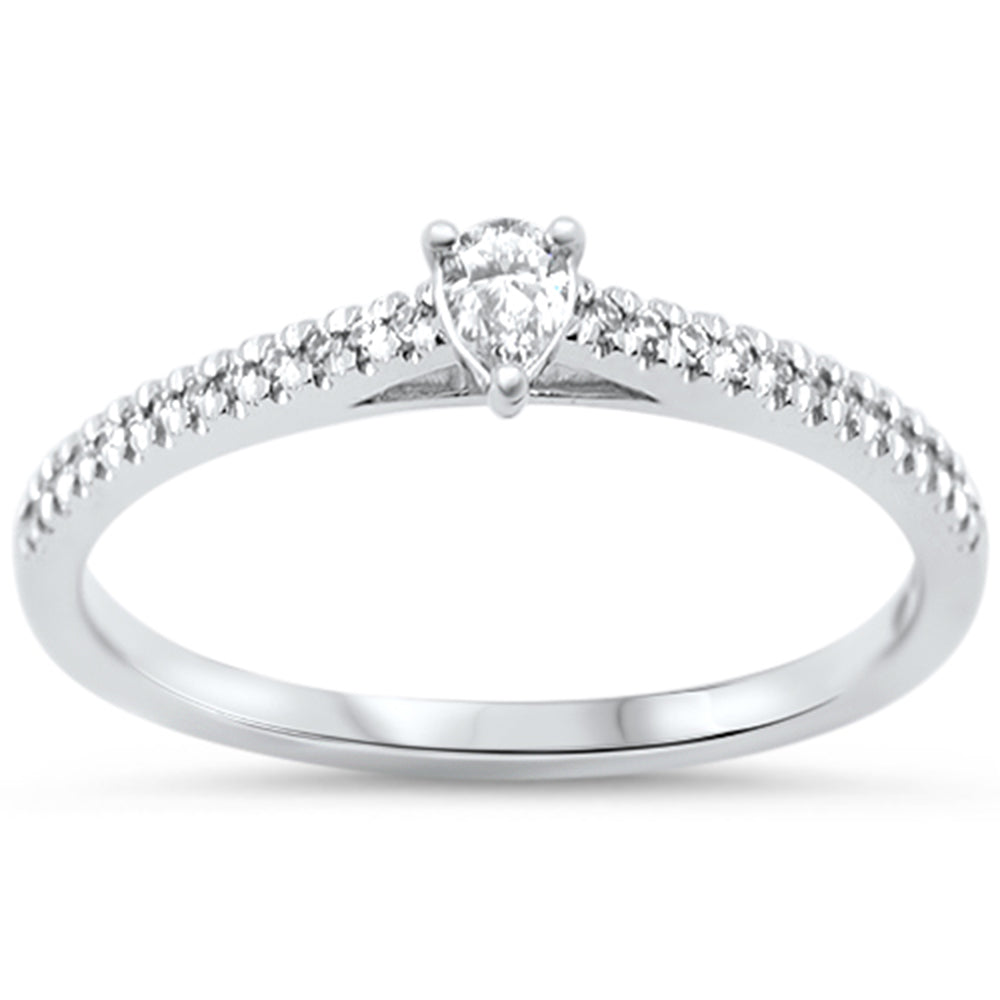 SPECIAL!.20ct G SI 14KT White Gold Pear Diamond Petite Engagement Ring Size 7