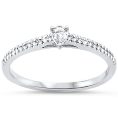 SPECIAL!.20ct G SI 14KT White Gold Pear Diamond Petite Engagement Ring Size 7