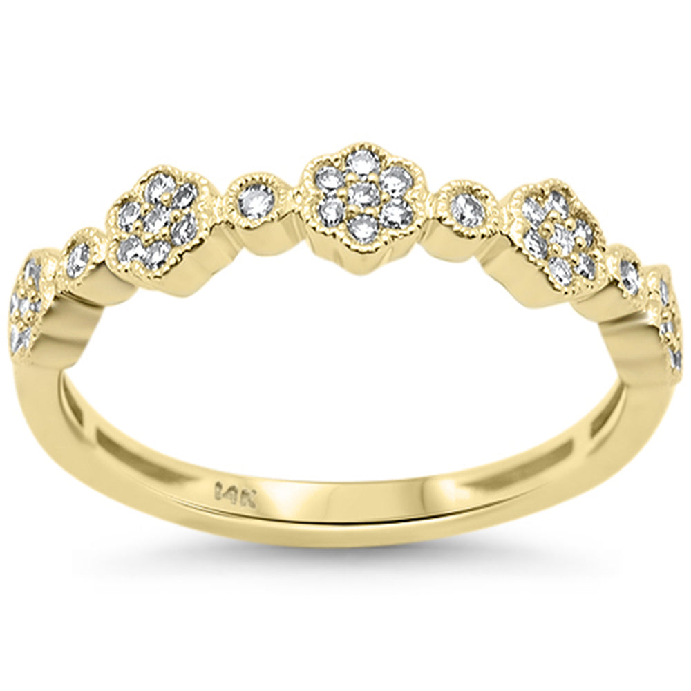 SPECIAL!.20ct G SI 14K Yellow Gold Diamond Clover Band Ring Size 6.5