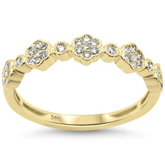 SPECIAL!.20ct G SI 14K Yellow Gold Diamond Clover Band Ring Size 6.5
